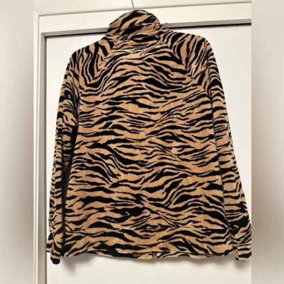 Jones New York Signature Velour Zebra Print Jacket SZ L - Picture 2 of 7